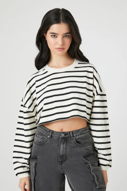 Striped Cropped Long Sleeve Top sold by Urban Planet