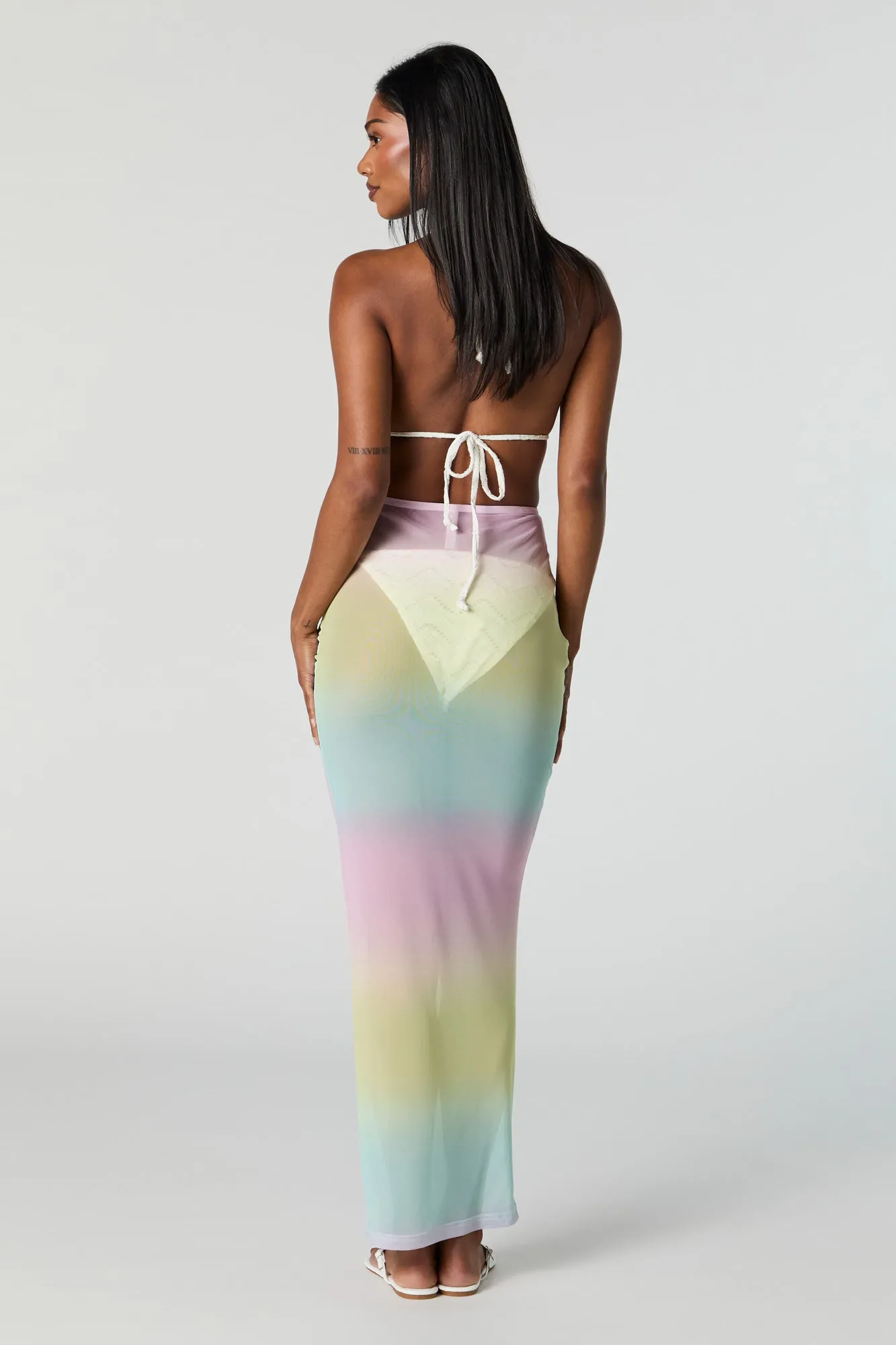 Rainbow Mesh High Rise Maxi Skirt Cover Up sold by Urban Planet product image thumbnail 3