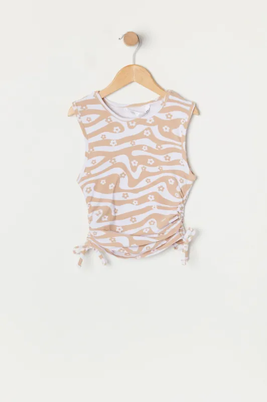 Girls Flower Print Side Cinched Tank Top sold by Urban Planet