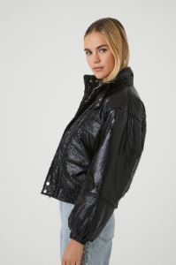 Faux Leather Puffer Jacket sold by Urban Planet