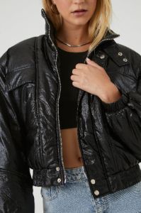 Faux Leather Puffer Jacket sold by Urban Planet