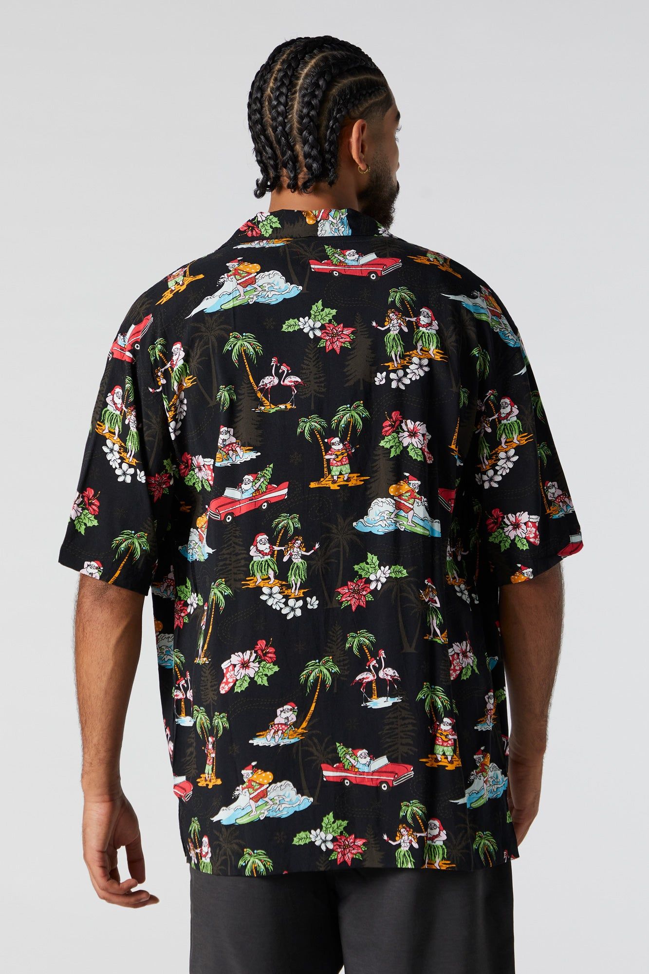 Hawaiian Santa Print Button-Up Top sold by Urban Planet product image thumbnail 2