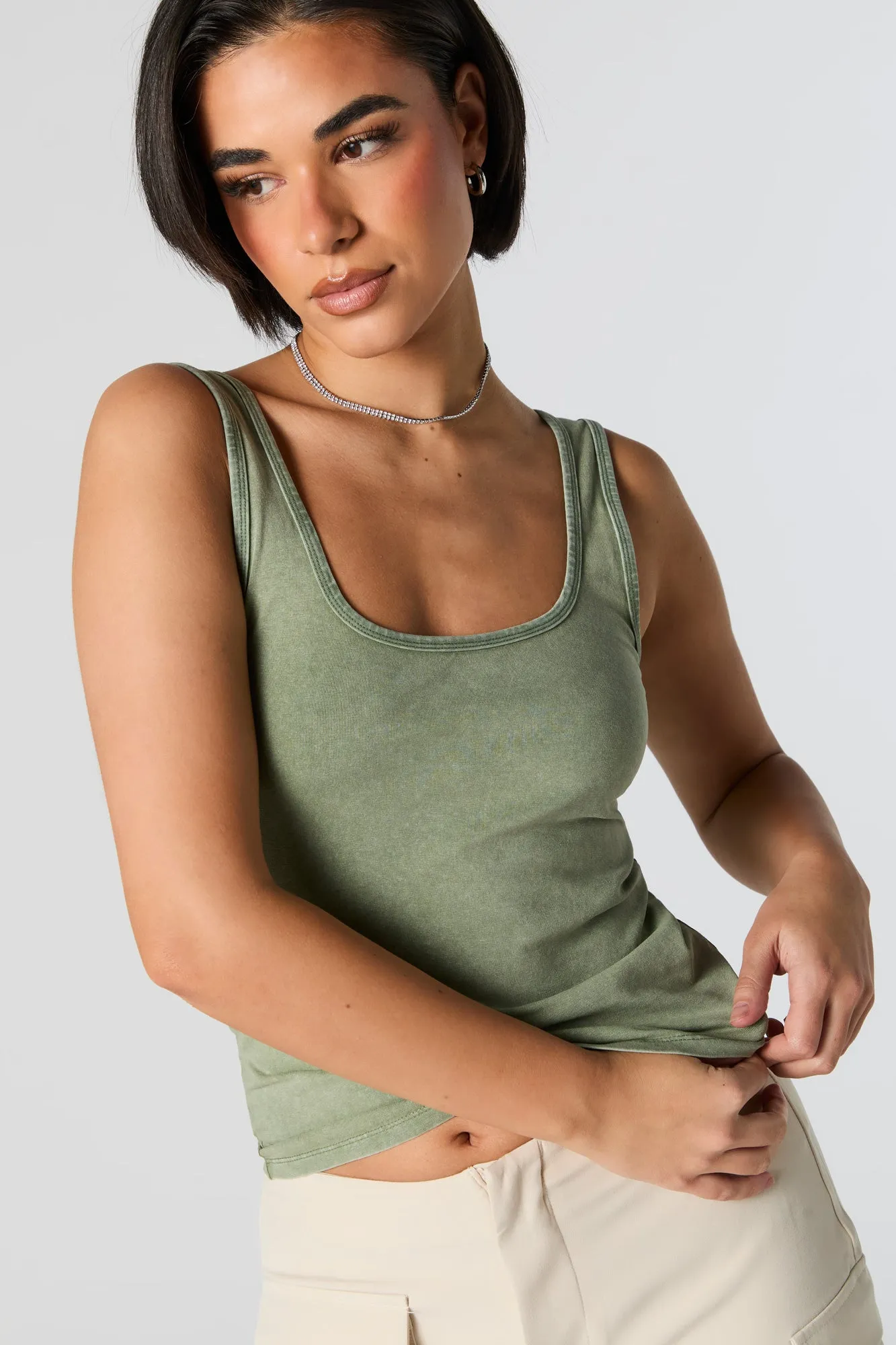 Washed Scoop Neck Tank sold by Urban Planet