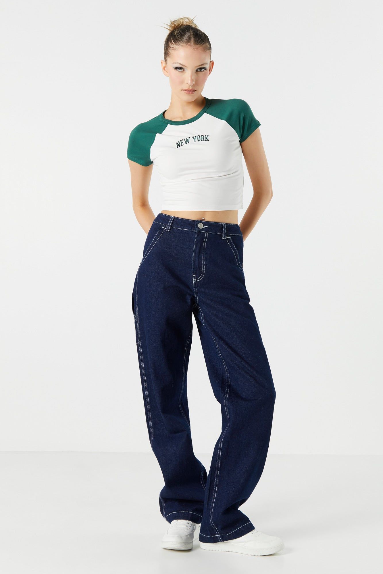 T-shirt raglan court à imprimé New York sold by Urban Planet product image thumbnail 3
