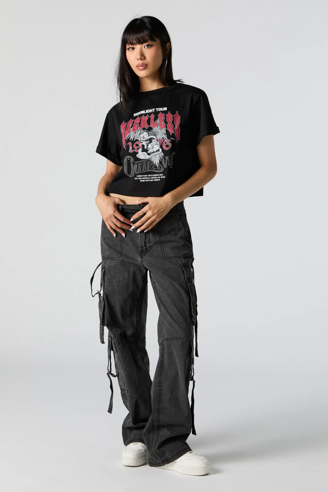 Wreckless Outlaw Tour Graphic Boxy T-Shirt sold by Urban Planet product image thumbnail 3