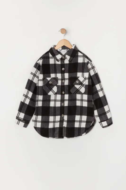 Girls Polar Fleece Plaid Shacket sold by Urban Planet