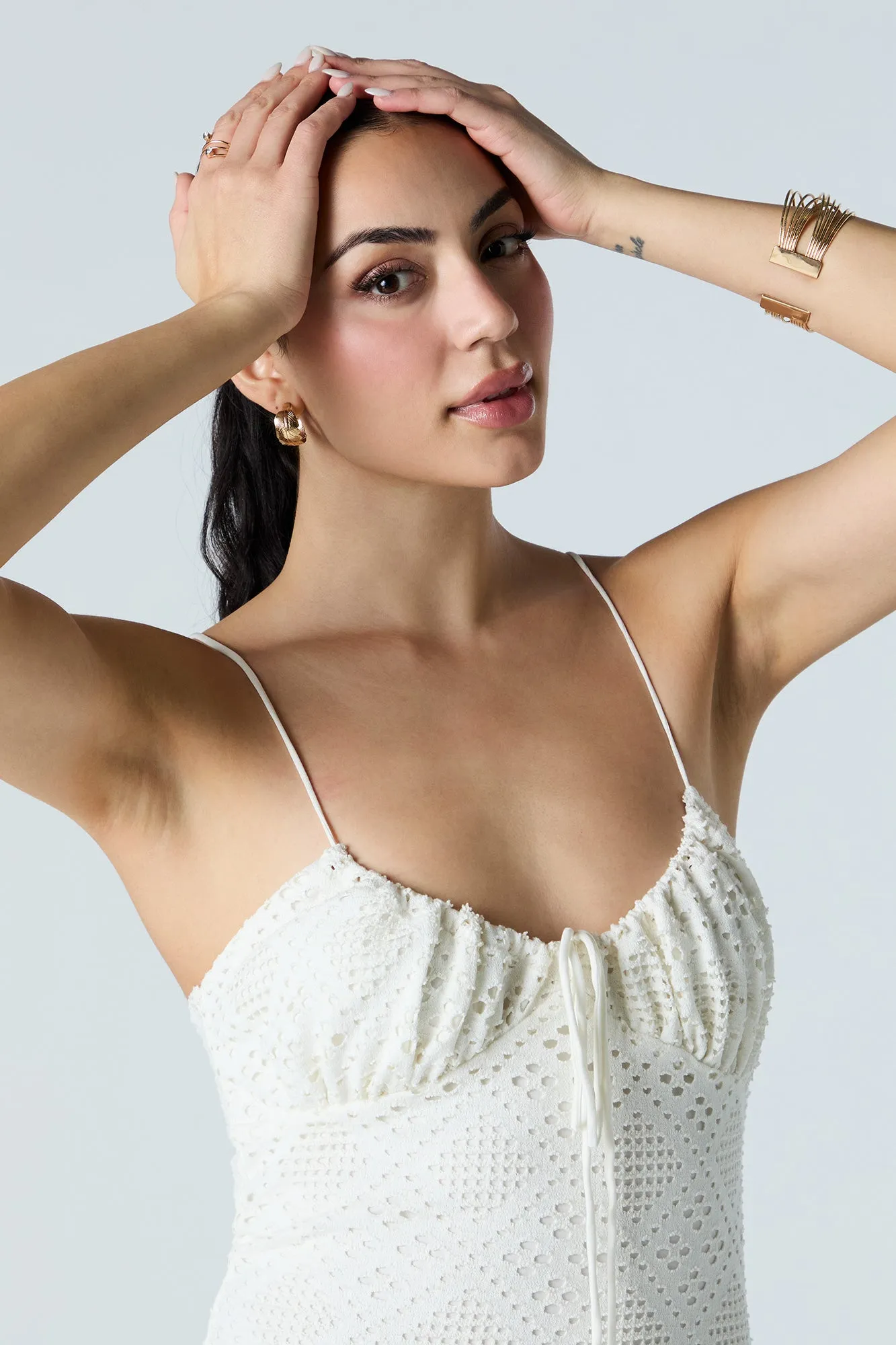 Crochet V-Neck Mini Dress sold by Urban Planet product image thumbnail 4