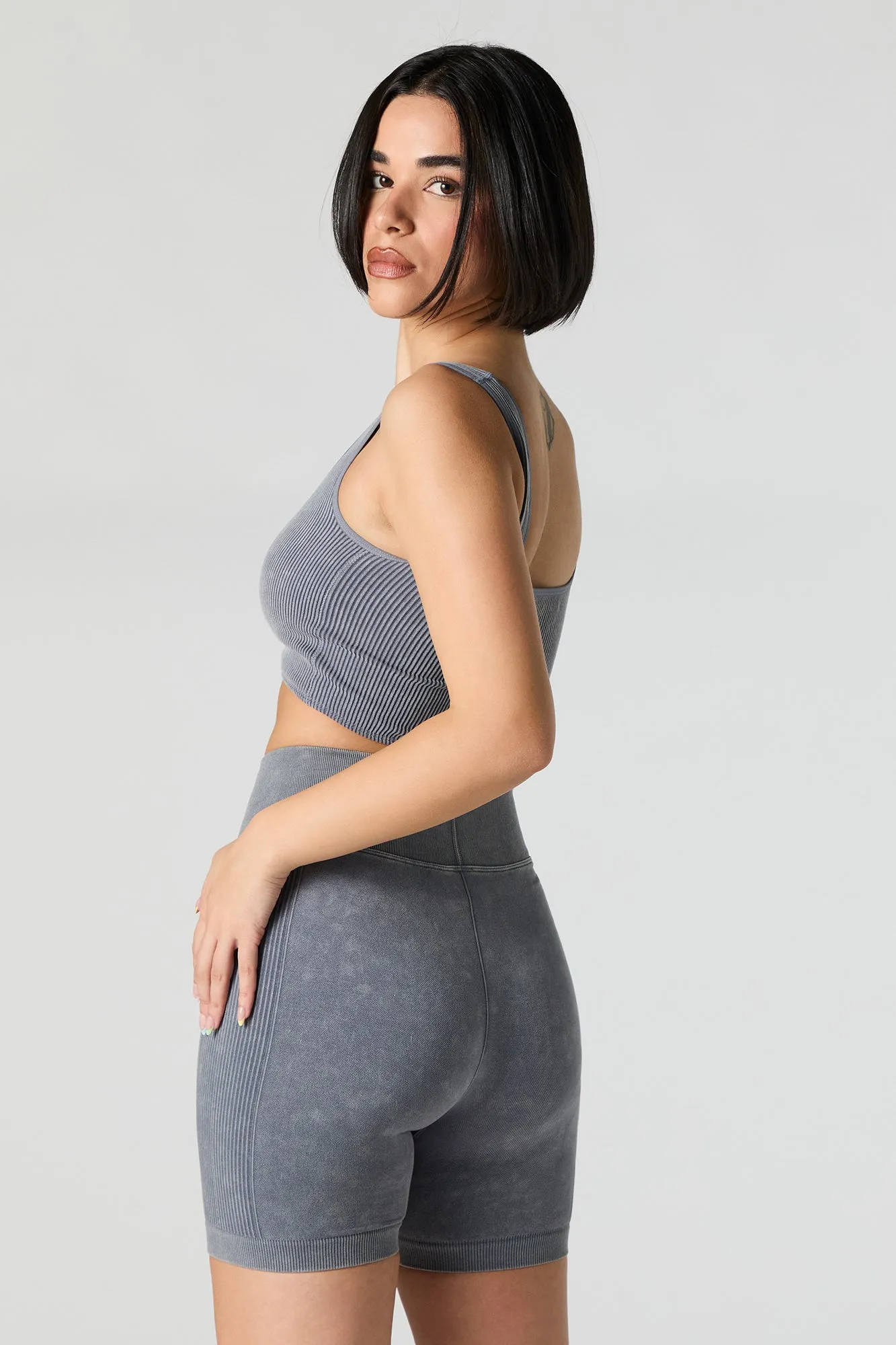 Short de cycliste à surplis délavé côtelé sans couture sold by Urban Planet product image thumbnail 2