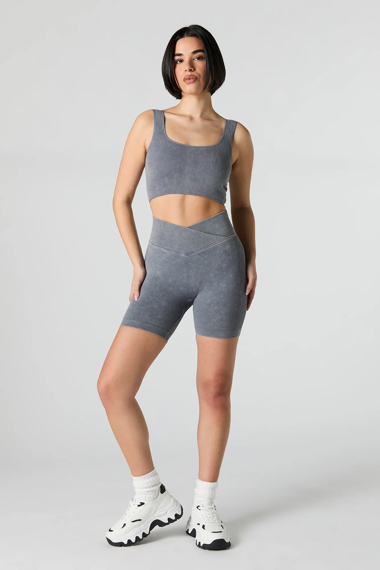 Short de cycliste à surplis délavé côtelé sans couture sold by Urban Planet product image thumbnail 3