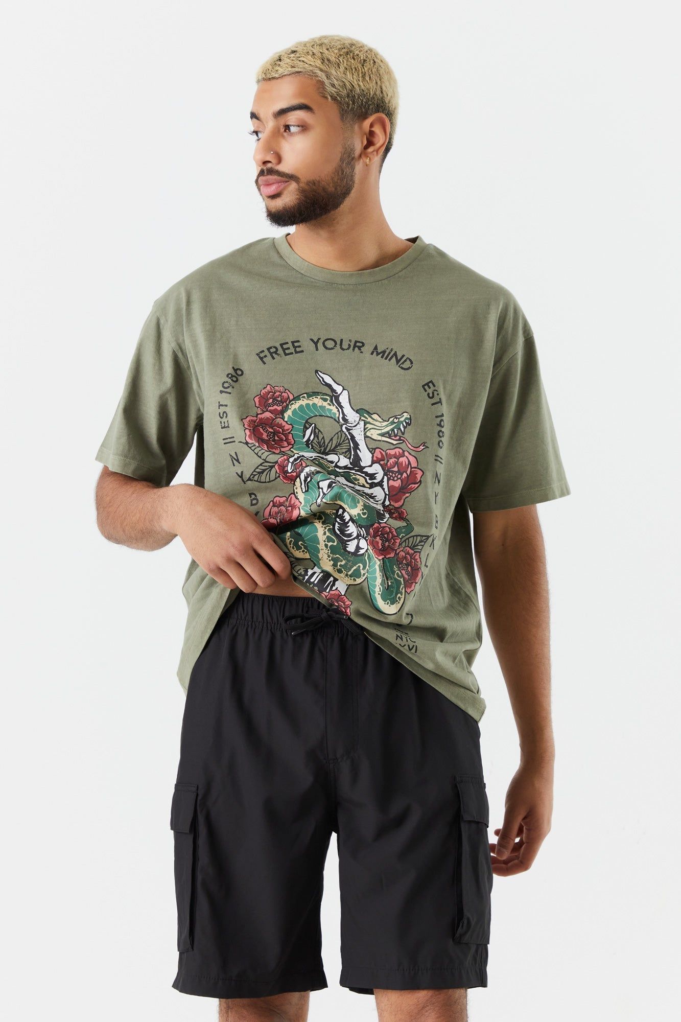 Black Nylon Cargo Short sold by Urban Planet