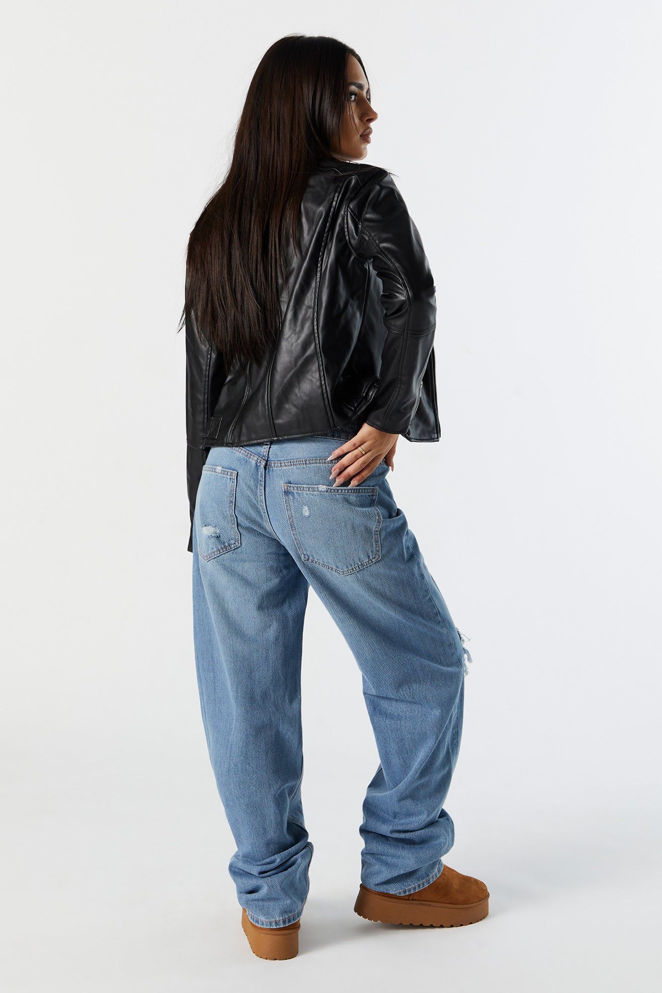 Low Rise Medium Wash Distressed Baggy Jean sold by Urban Planet product image thumbnail 3