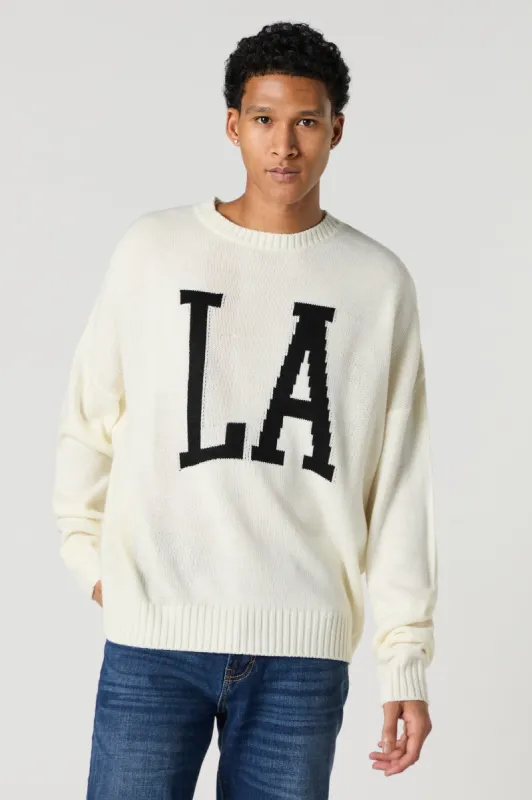LA Jacquard Knit Relaxed Sweater sold by Urban Planet