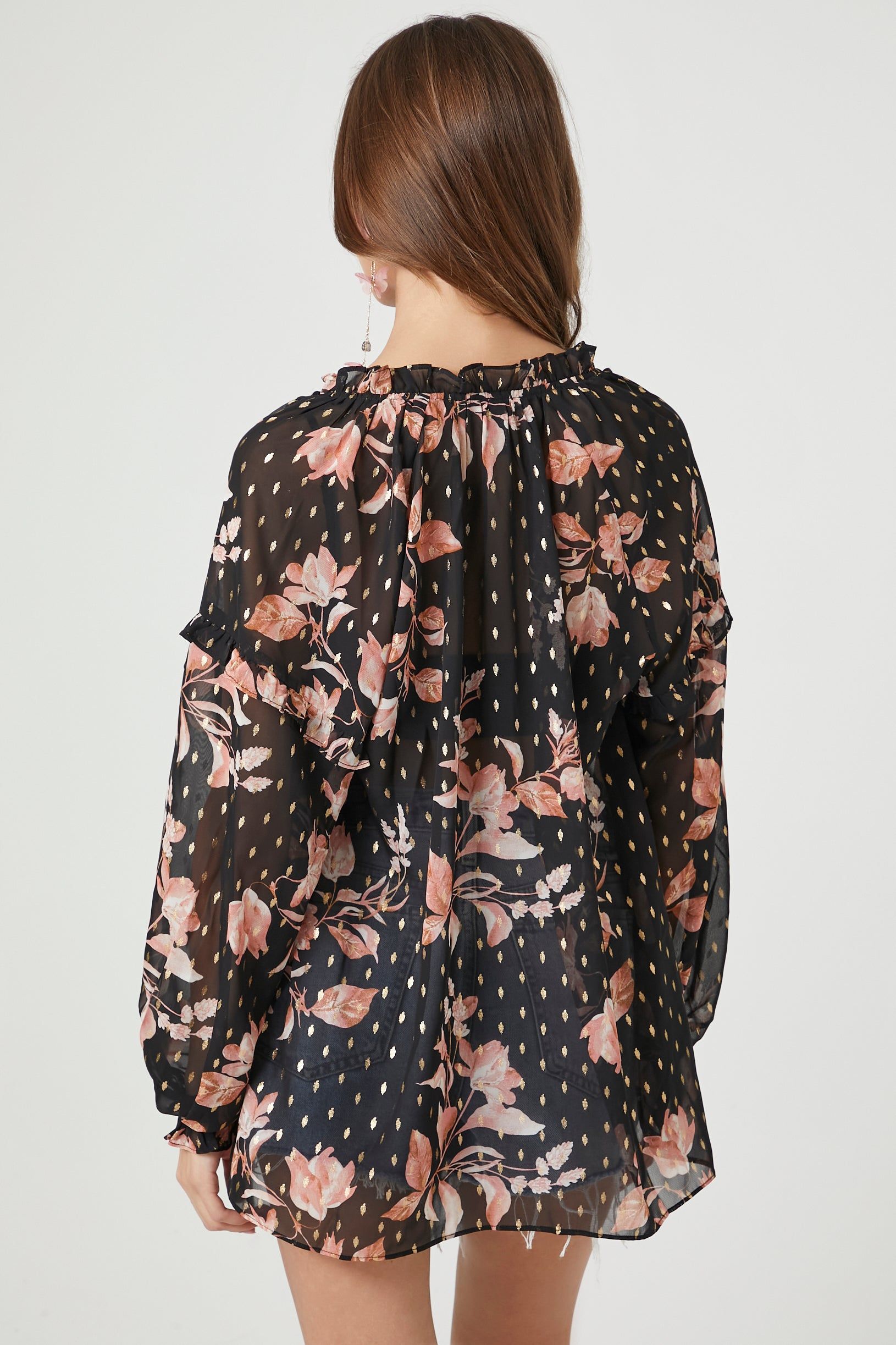 Haut en chiffon fleuri à manches longues sold by Urban Planet product image thumbnail 3