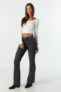 Ribbed Drawstring Long Sleeve Top sold by Urban Planet