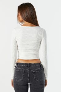 Ribbed Drawstring Long Sleeve Top sold by Urban Planet