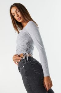 Ribbed Drawstring Long Sleeve Top sold by Urban Planet
