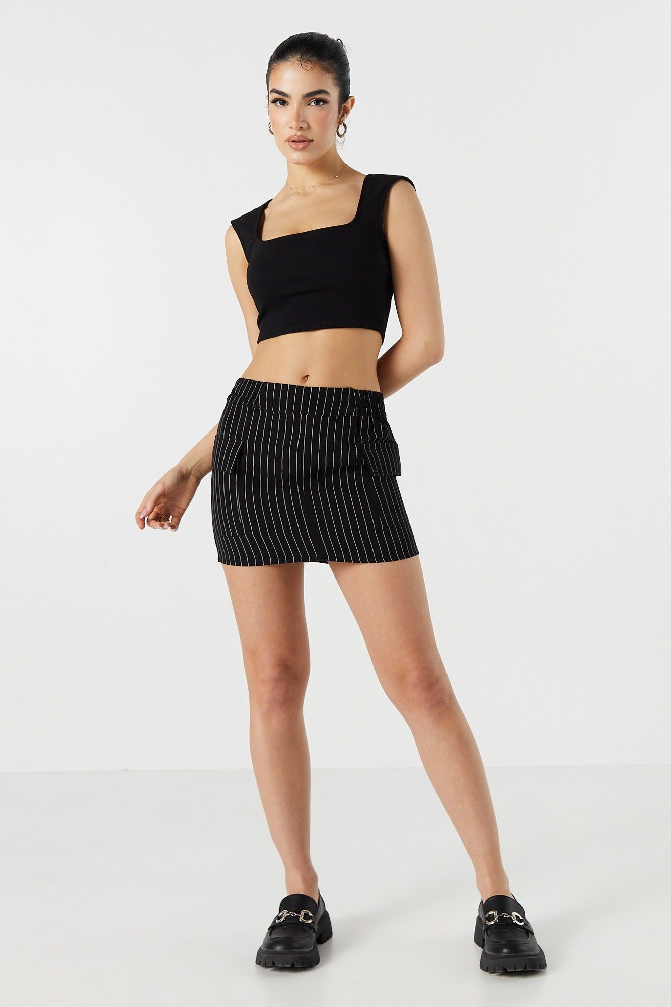 Pinstriped Pull On Cargo Mini Skirt sold by Urban Planet product image thumbnail 3