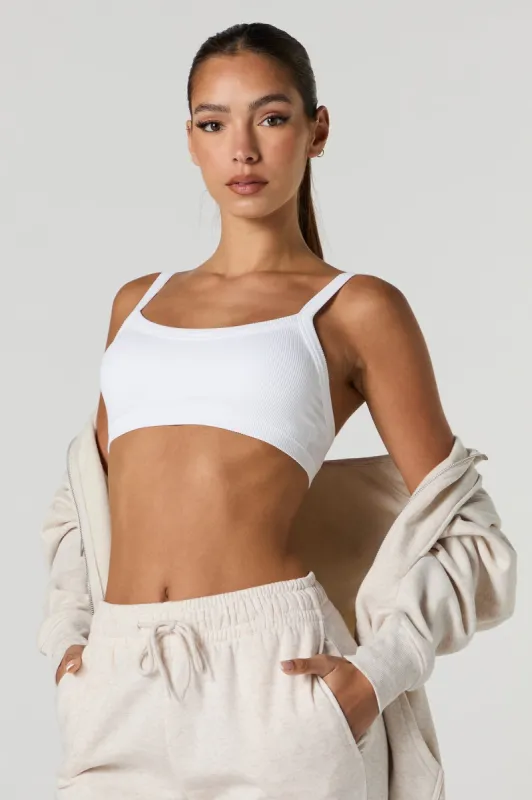 Seamless Ribbed Cropped Tank with Built-In Bra Cups sold by Urban Planet