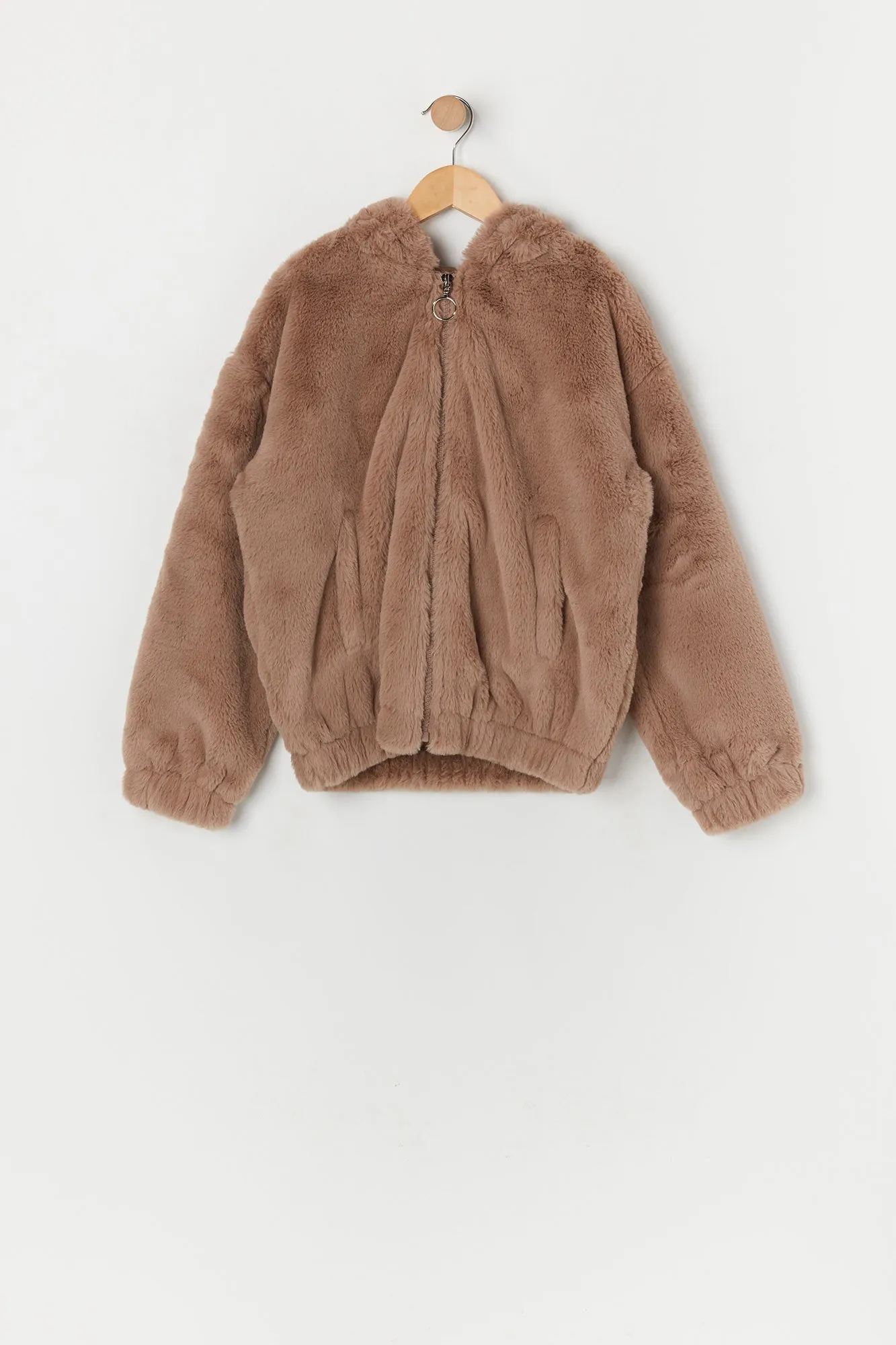 Plush Zip-Up Bomber Jacket sold by Urban Planet product image thumbnail 3