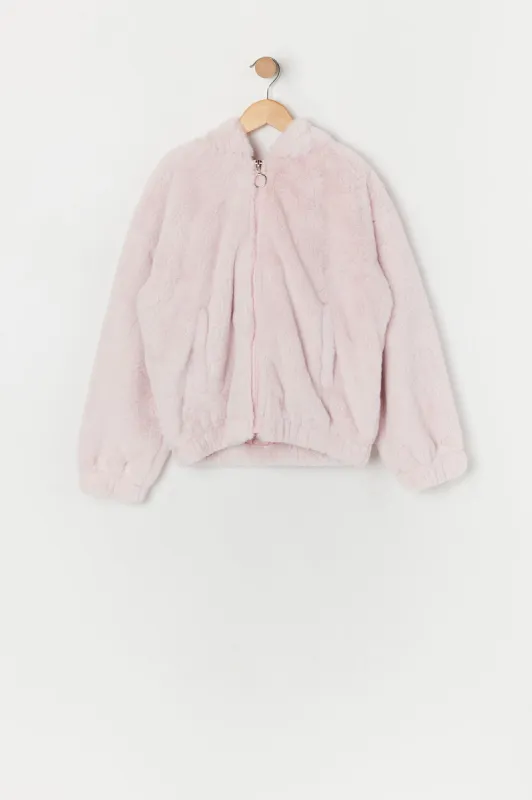 Plush Zip-Up Bomber Jacket sold by Urban Planet