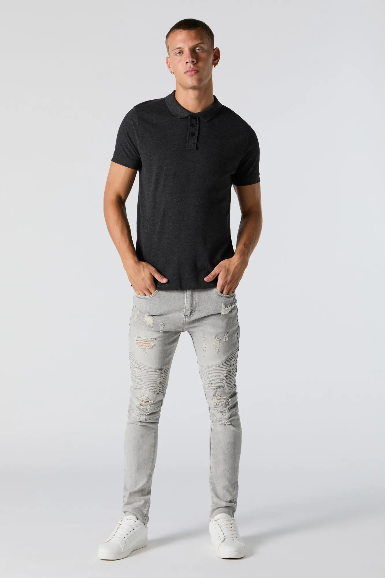 Distressed Skinny Moto Jean sold by Urban Planet product image thumbnail 5