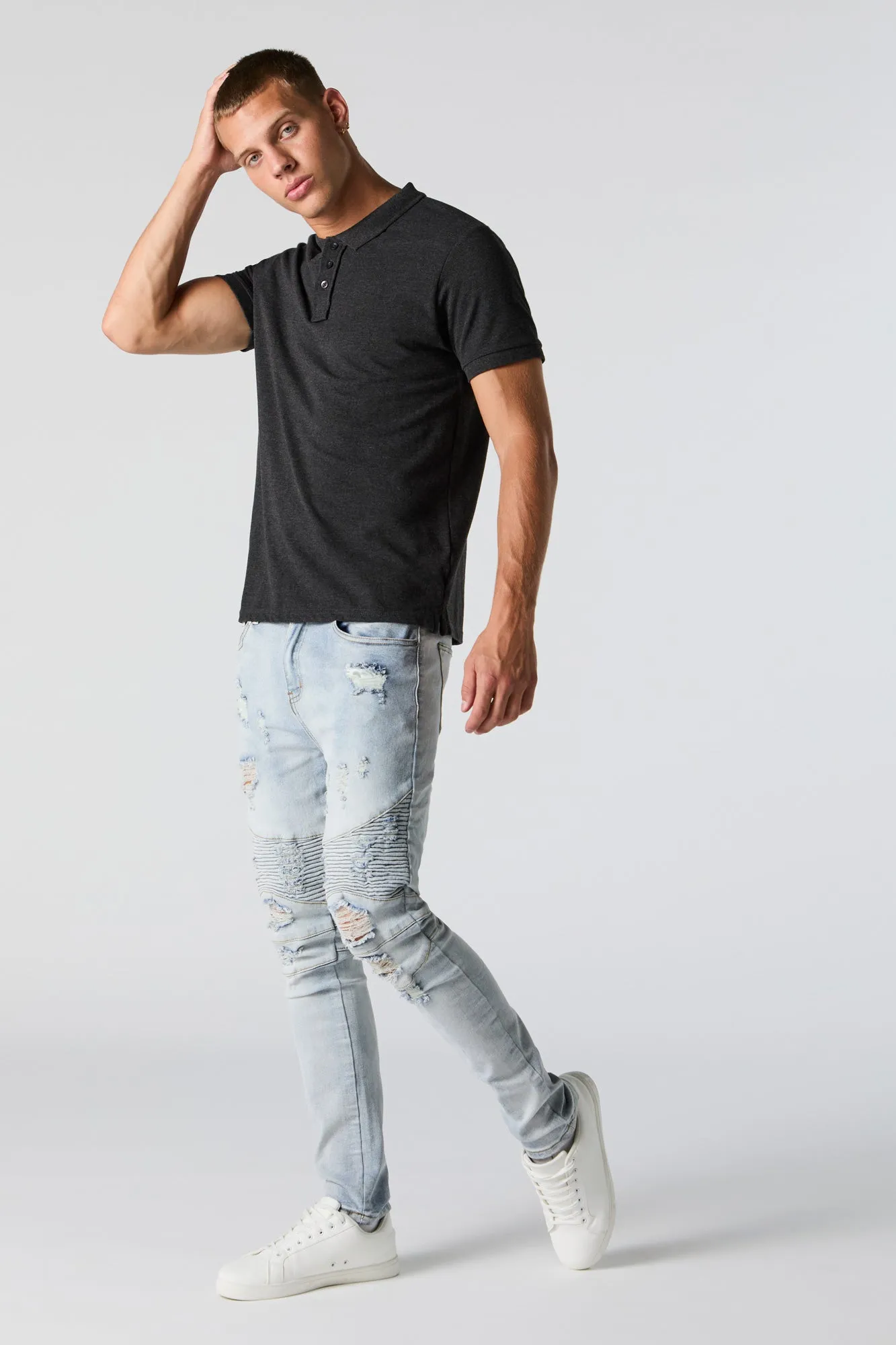 Distressed Skinny Moto Jean sold by Urban Planet product image thumbnail 2