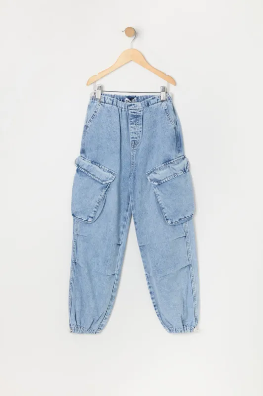 Jogger cargo en denim pour fille sold by Urban Planet