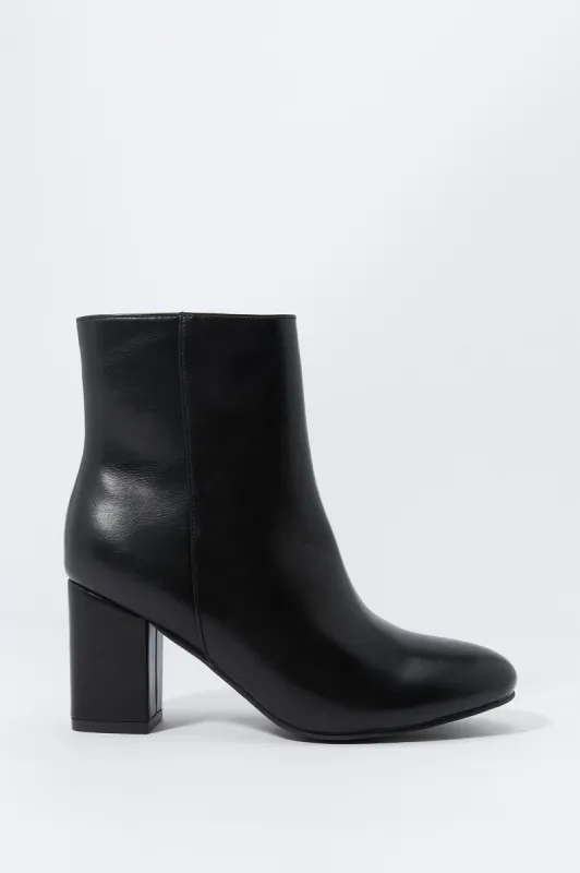 Faux-Leather Pointed Toe Heeled Bootie sold by Urban Planet