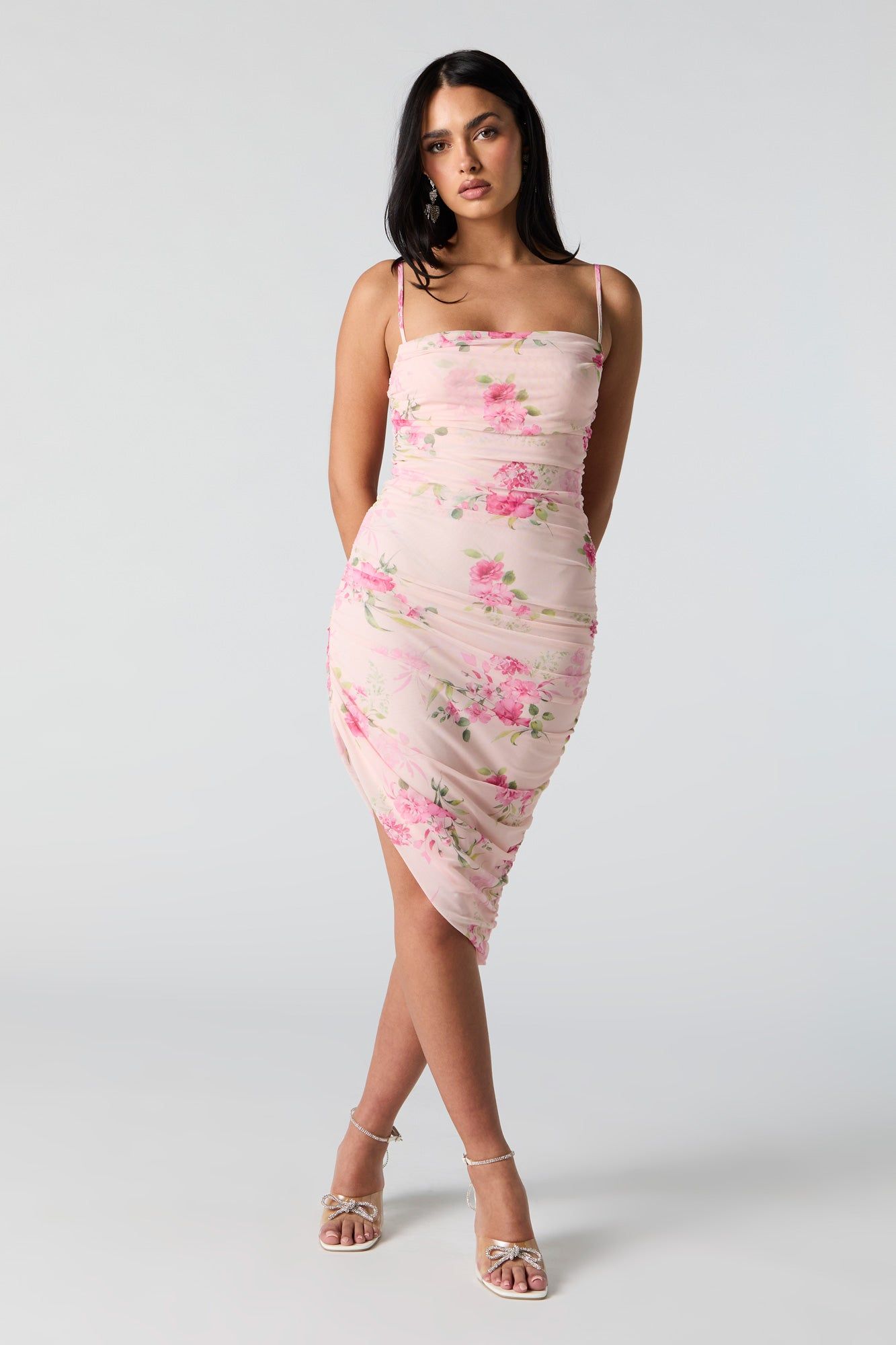 Robe midi asymétrique en filet fleuri sold by Urban Planet product image thumbnail 3