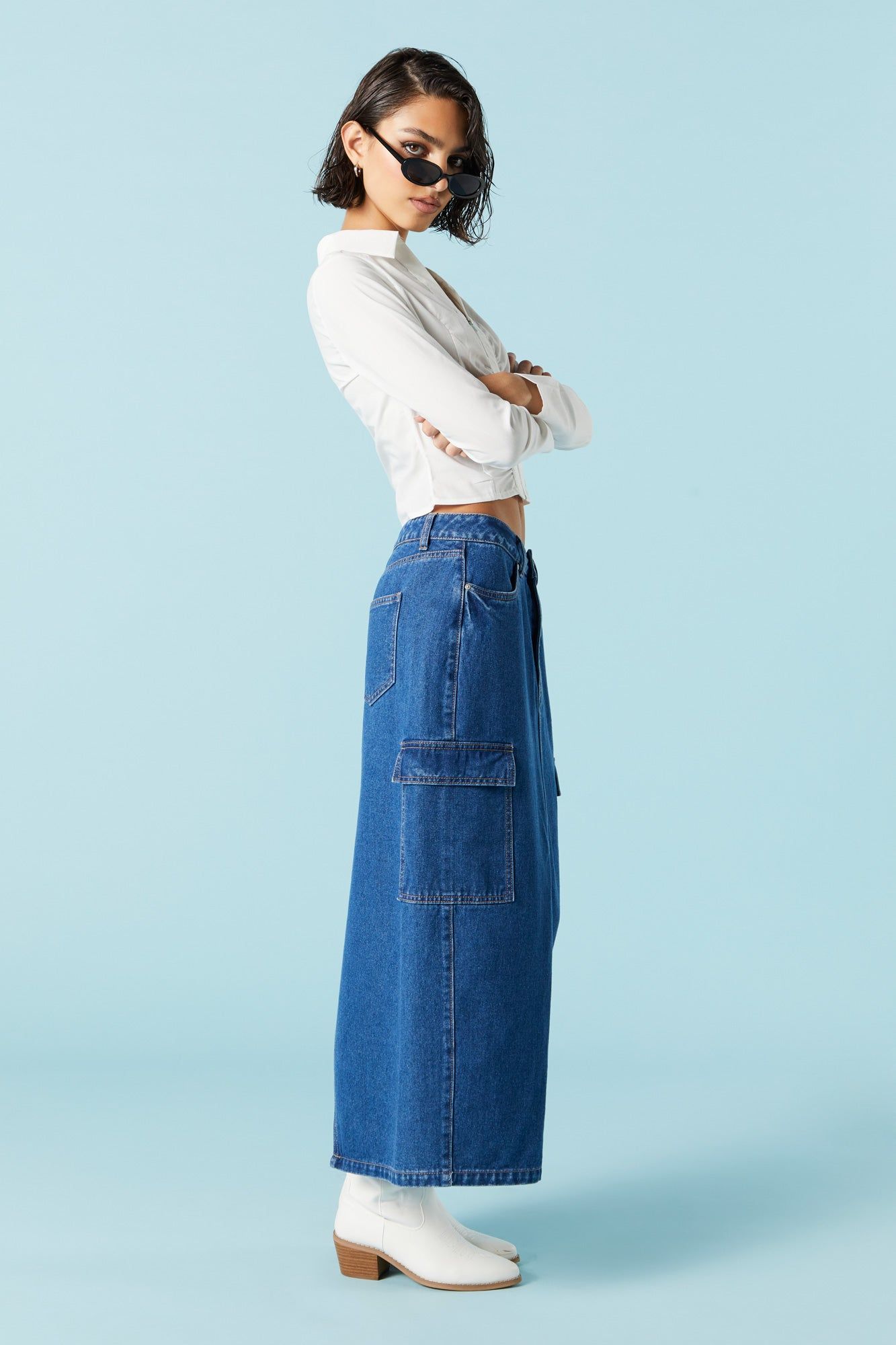 Jupe maxi cargo en denim sold by Urban Planet product image thumbnail 3