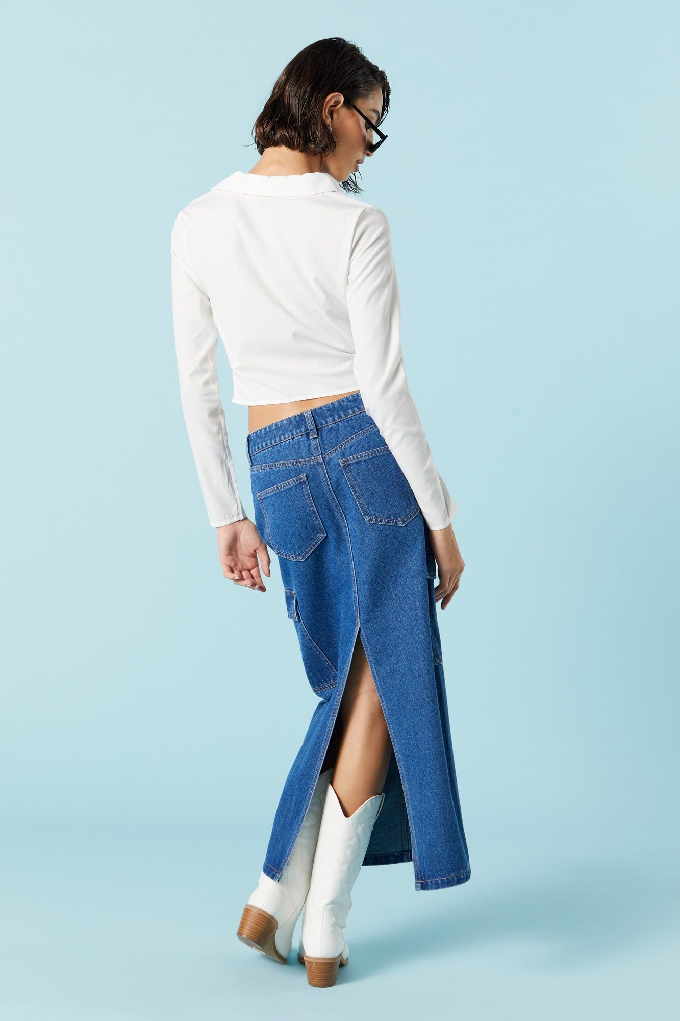 Jupe maxi cargo en denim sold by Urban Planet product image thumbnail 2