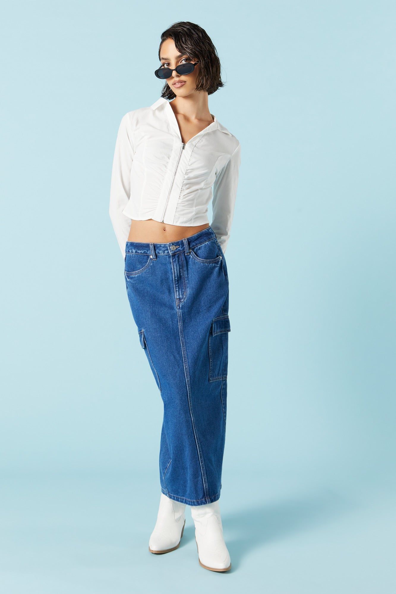 Jupe maxi cargo en denim sold by Urban Planet