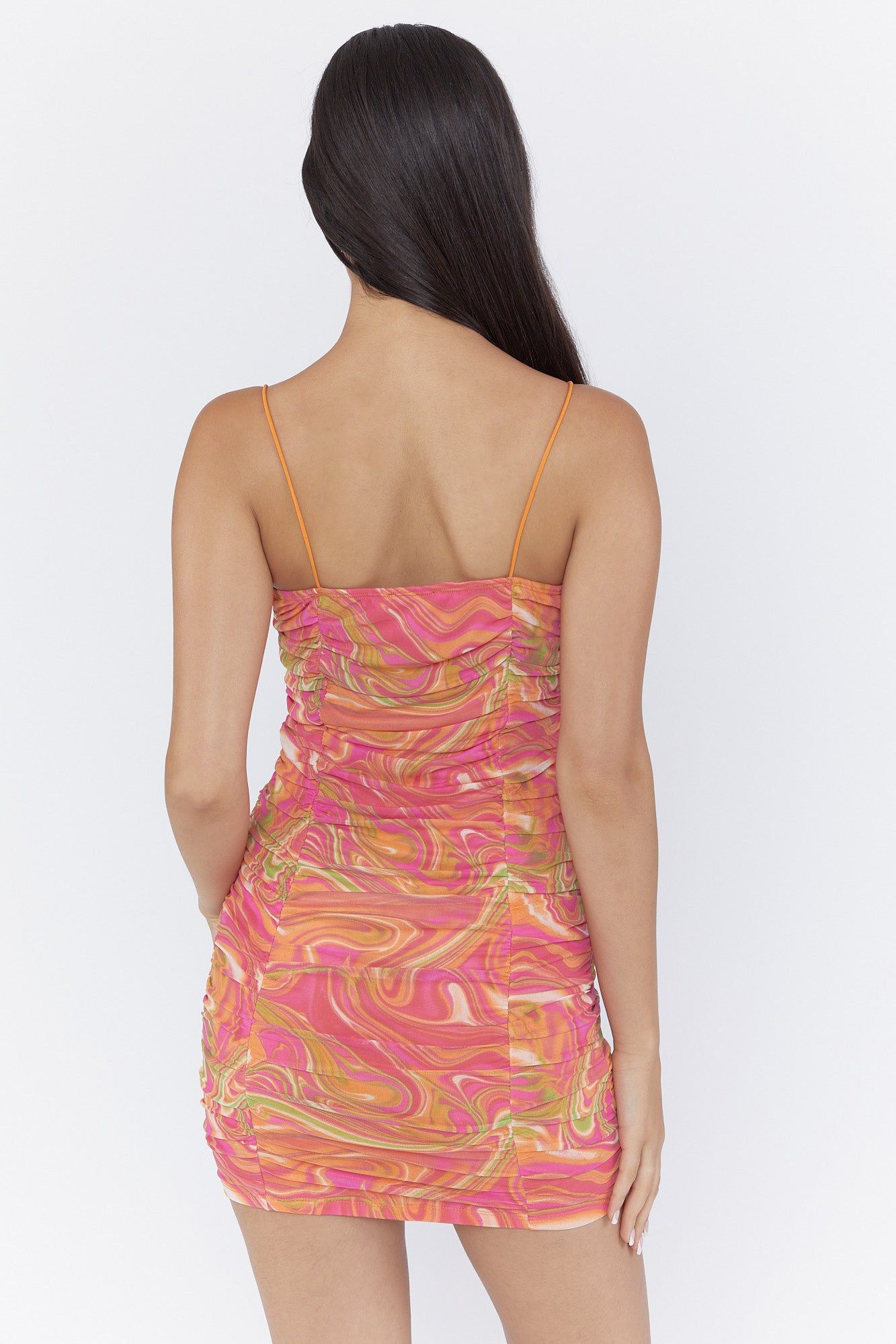 Printed Ruched Mesh Cami Mini Dress sold by Urban Planet product image thumbnail 2