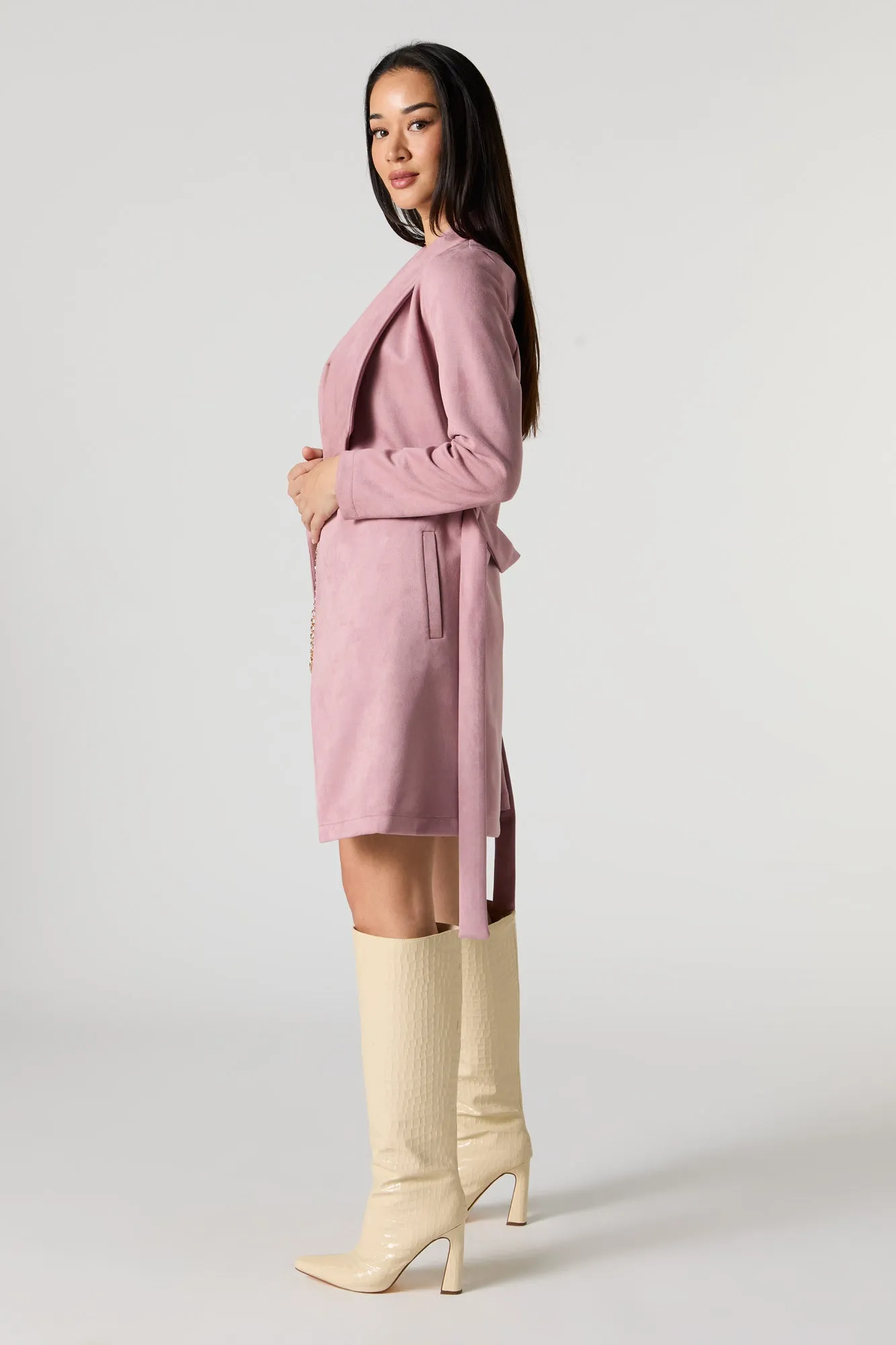 Faux Suede Belted Waterfall Jacket sold by Urban Planet product image thumbnail 2