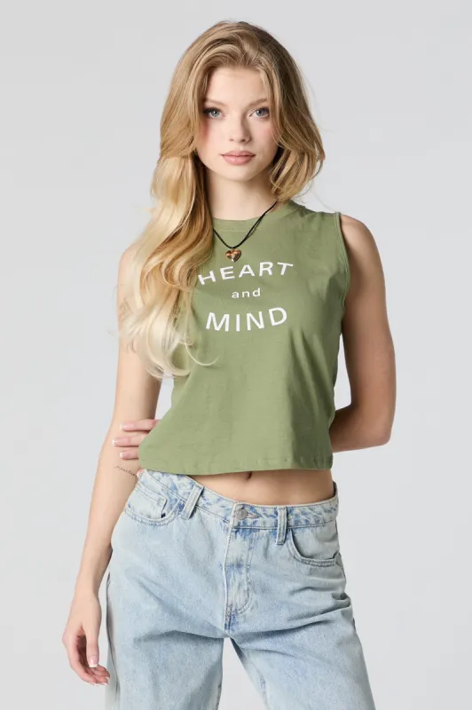 Heart and Mind Graphic Cropped Tank sold by Urban Planet