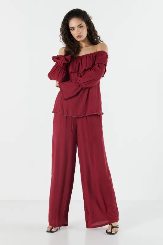 Mid Rise Wide Leg Pant sold by Urban Planet