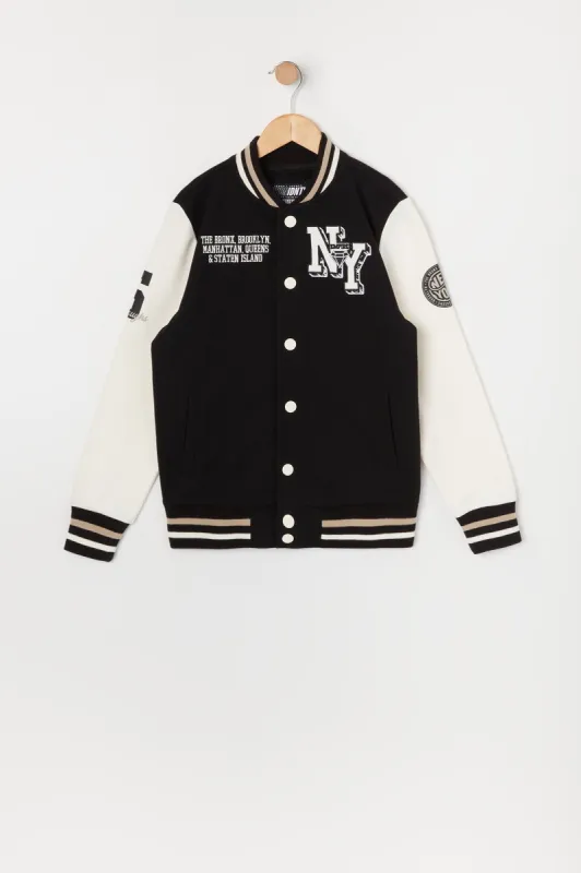 Boys New York Embroidered Varsity Jacket sold by Urban Planet