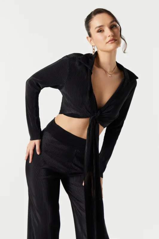 Crinkle Satin Front Tie Top sold by Urban Planet