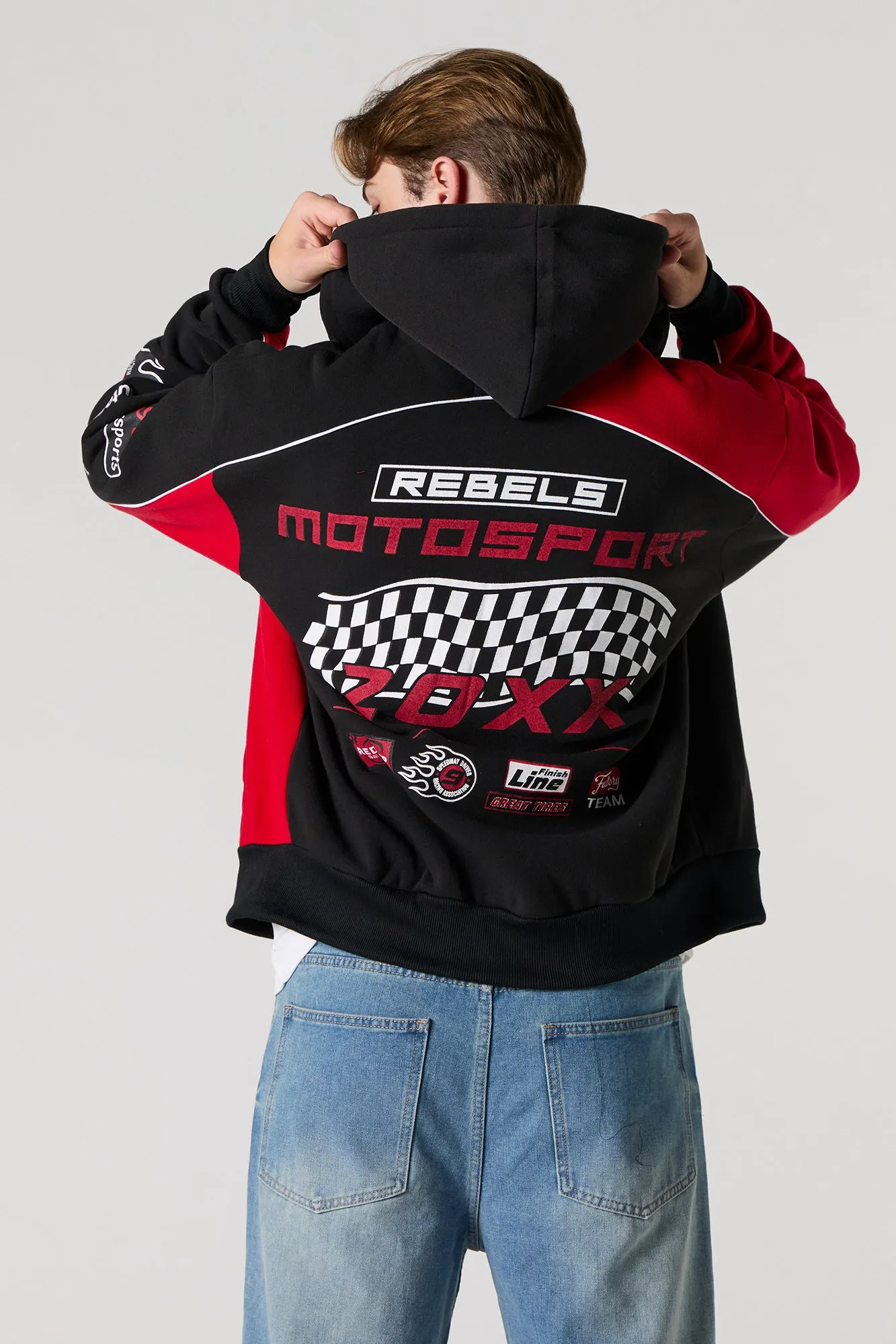 Colourblock Zip-Up Racing Hoodie sold by Urban Planet product image thumbnail 2