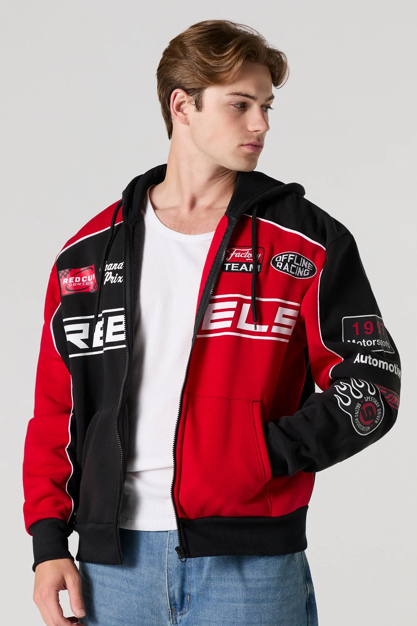 Colourblock Zip-Up Racing Hoodie sold by Urban Planet product image thumbnail 4