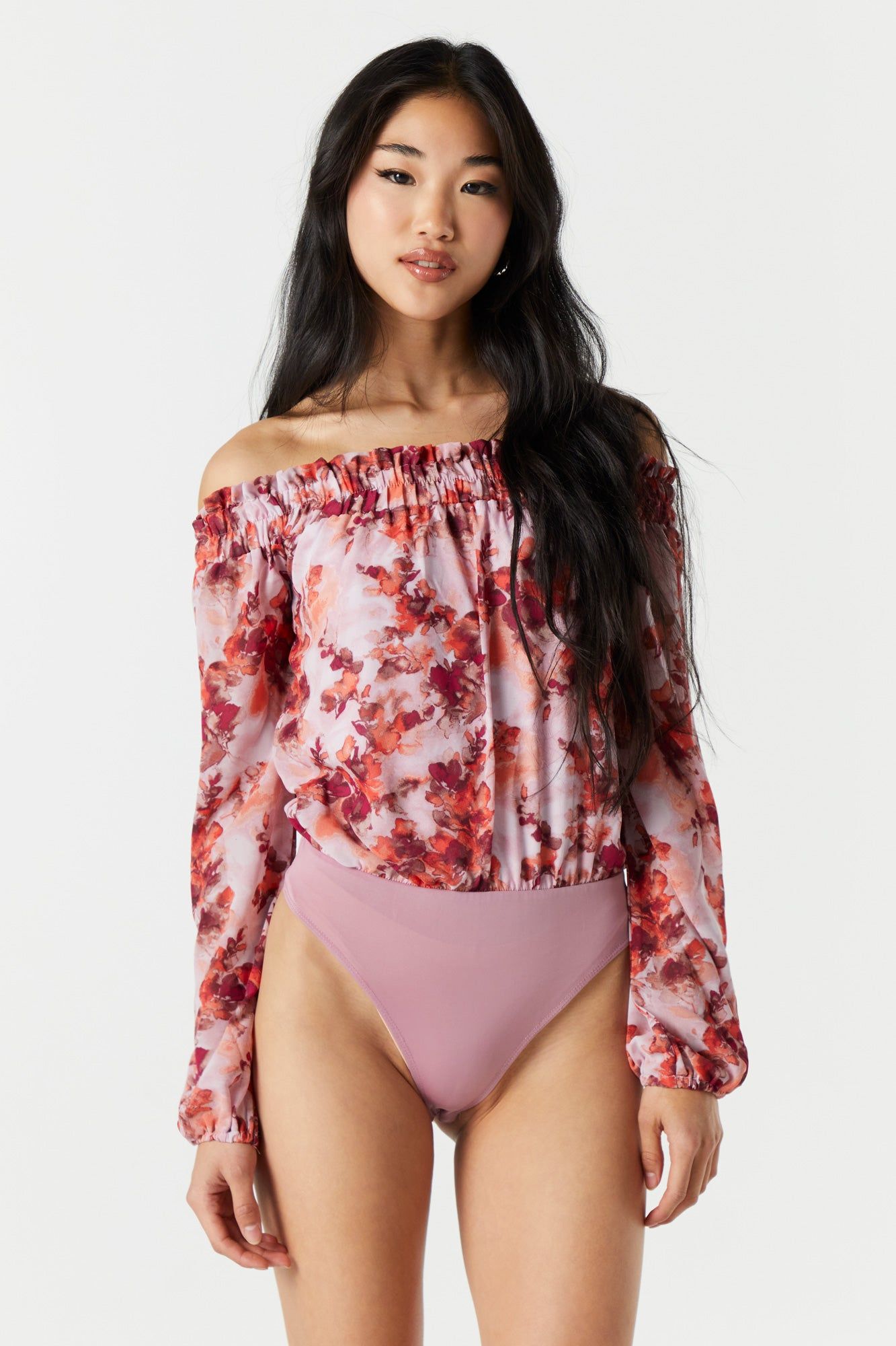Maillot fleuri en chiffon à épaules dénudées sold by Urban Planet product image thumbnail 4