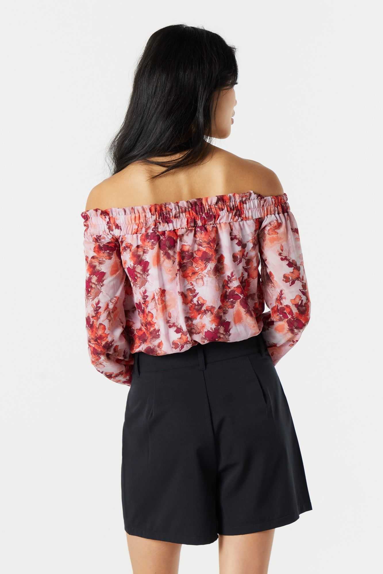 Maillot fleuri en chiffon à épaules dénudées sold by Urban Planet product image thumbnail 2