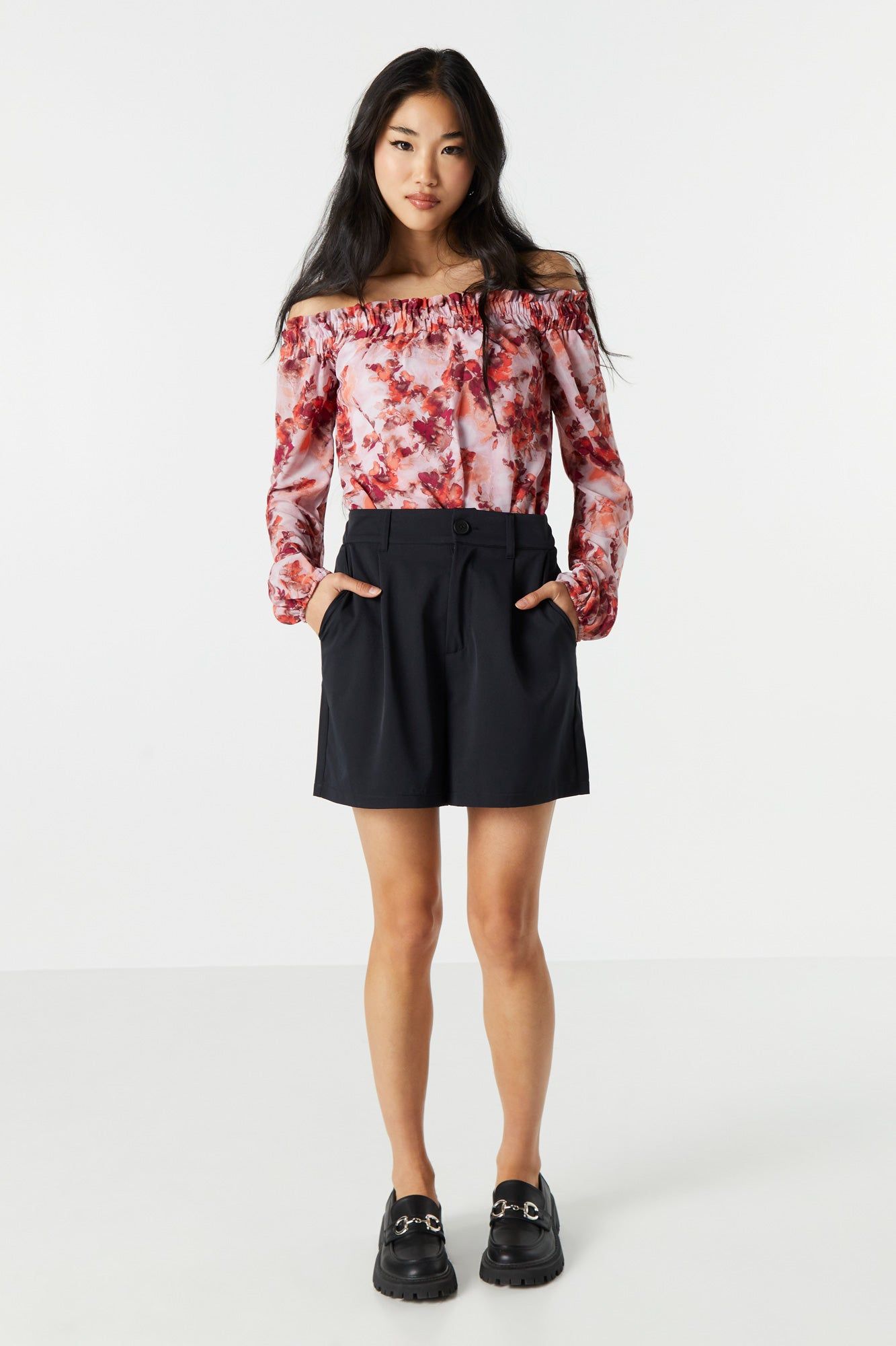 Maillot fleuri en chiffon à épaules dénudées sold by Urban Planet product image thumbnail 3