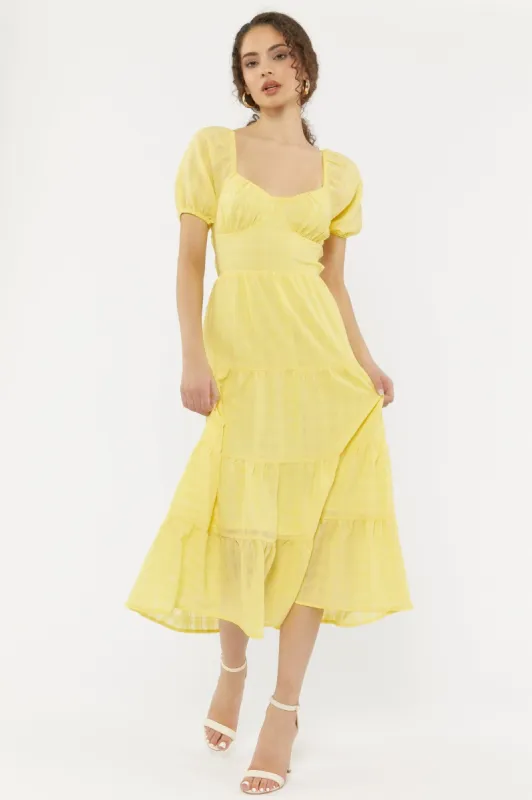 Milkmaid Tiered Open Back Midi Dress sold by Urban Planet