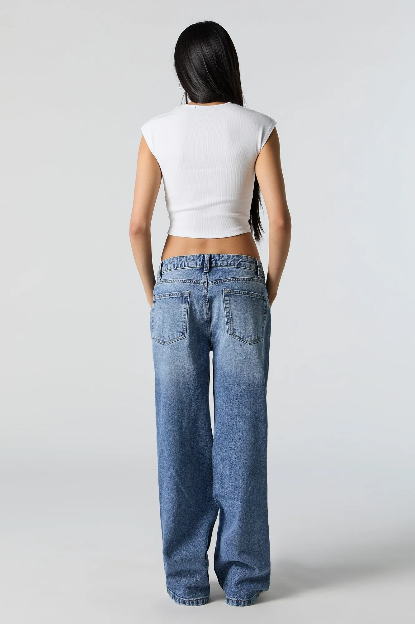 Low Rise Wide Leg Distressed Skater Jean sold by Urban Planet product image thumbnail 3