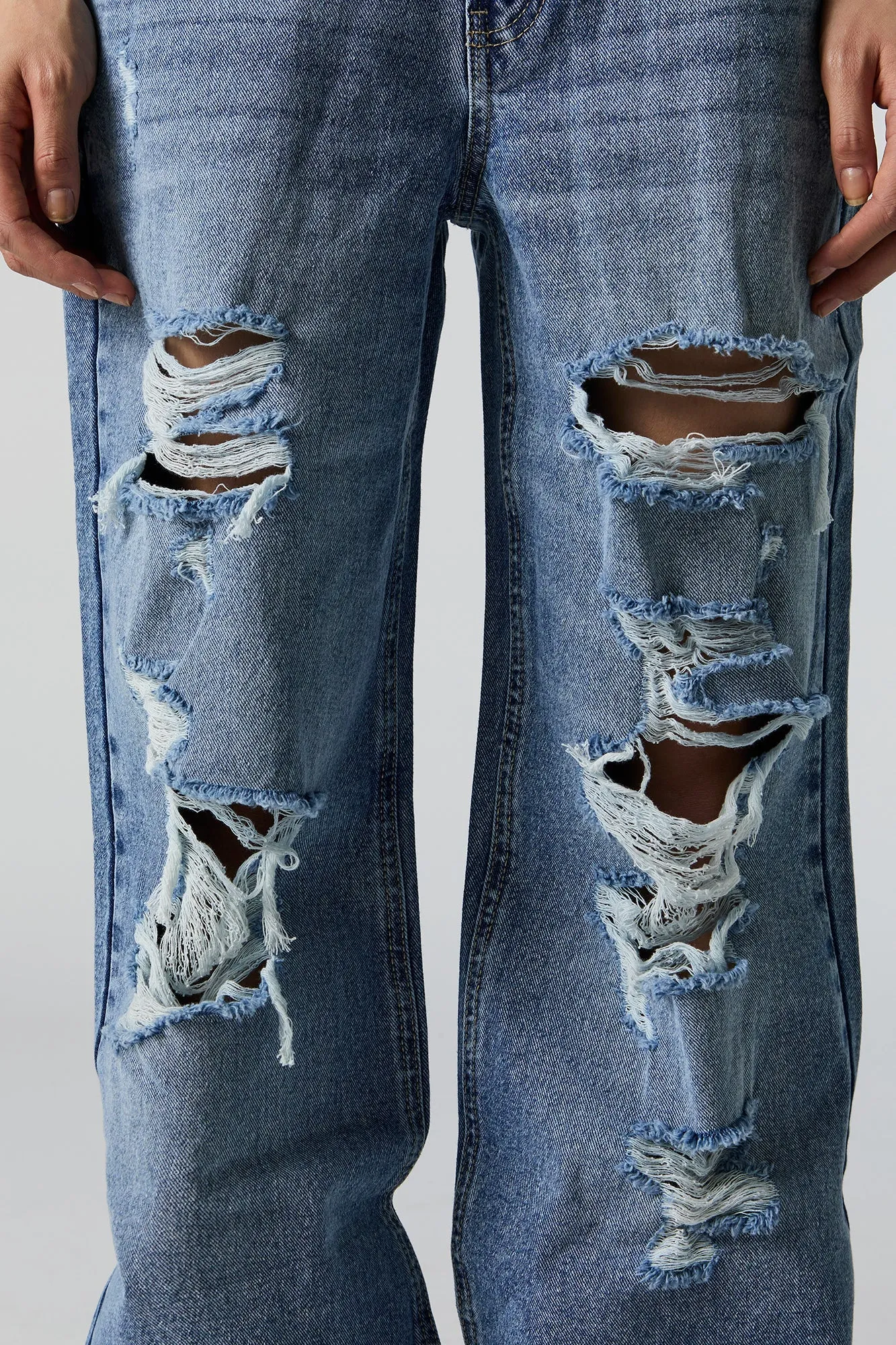 Low Rise Wide Leg Distressed Skater Jean sold by Urban Planet product image thumbnail 4