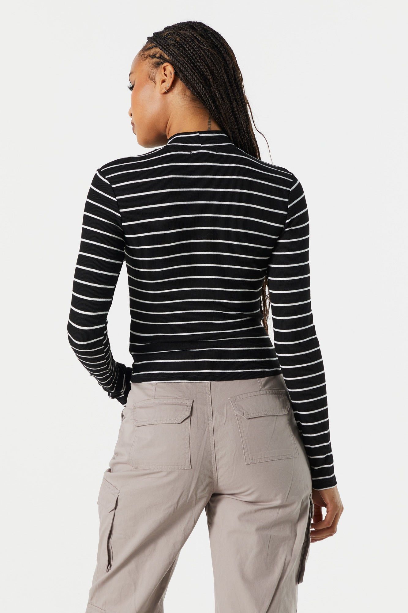 Striped Mock Neck Long Sleeve Top sold by Urban Planet product image thumbnail 2