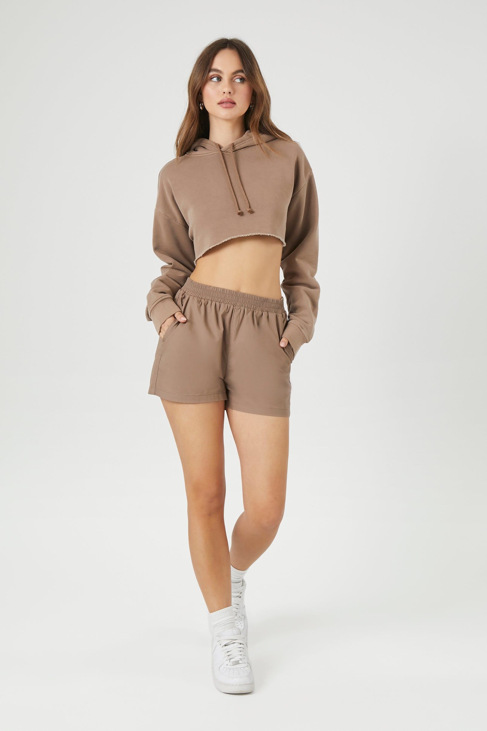 Fleece Raw Hem Cropped Hoodie sold by Urban Planet product image thumbnail 3