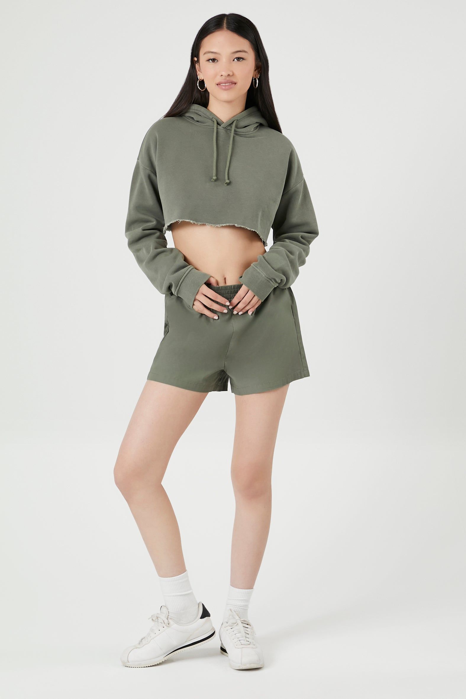 Fleece Raw Hem Cropped Hoodie sold by Urban Planet product image thumbnail 8