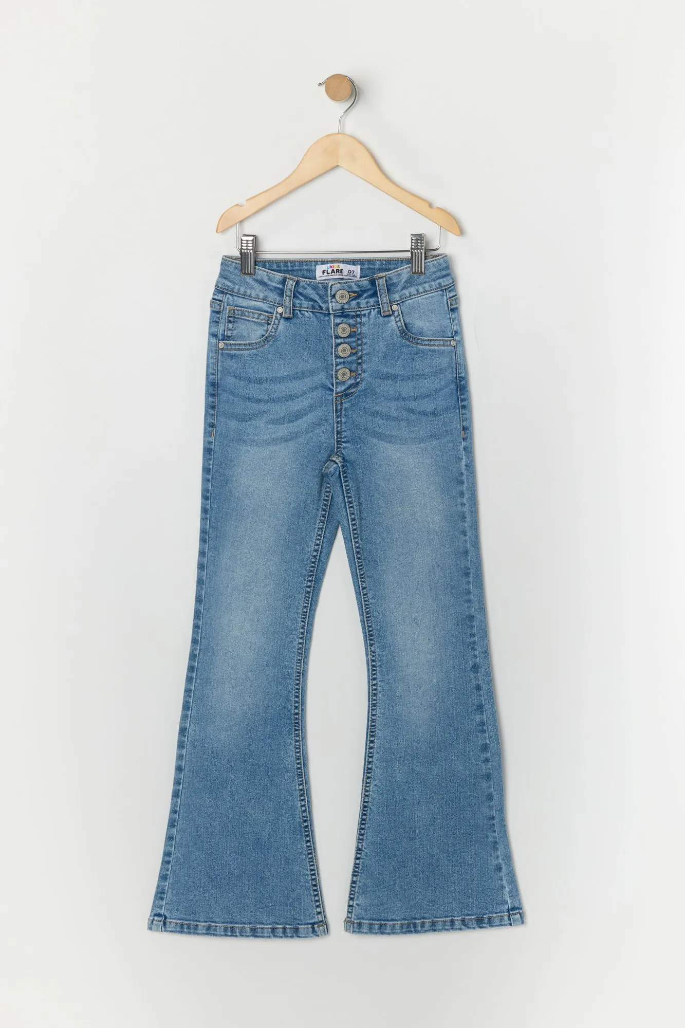 Girls High Rise Multi Button Flare Jean sold by Urban Planet product image thumbnail 5